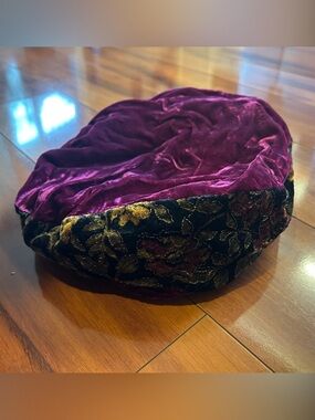 Velvet Floral Accent Renaissance Hat (Adjustable)